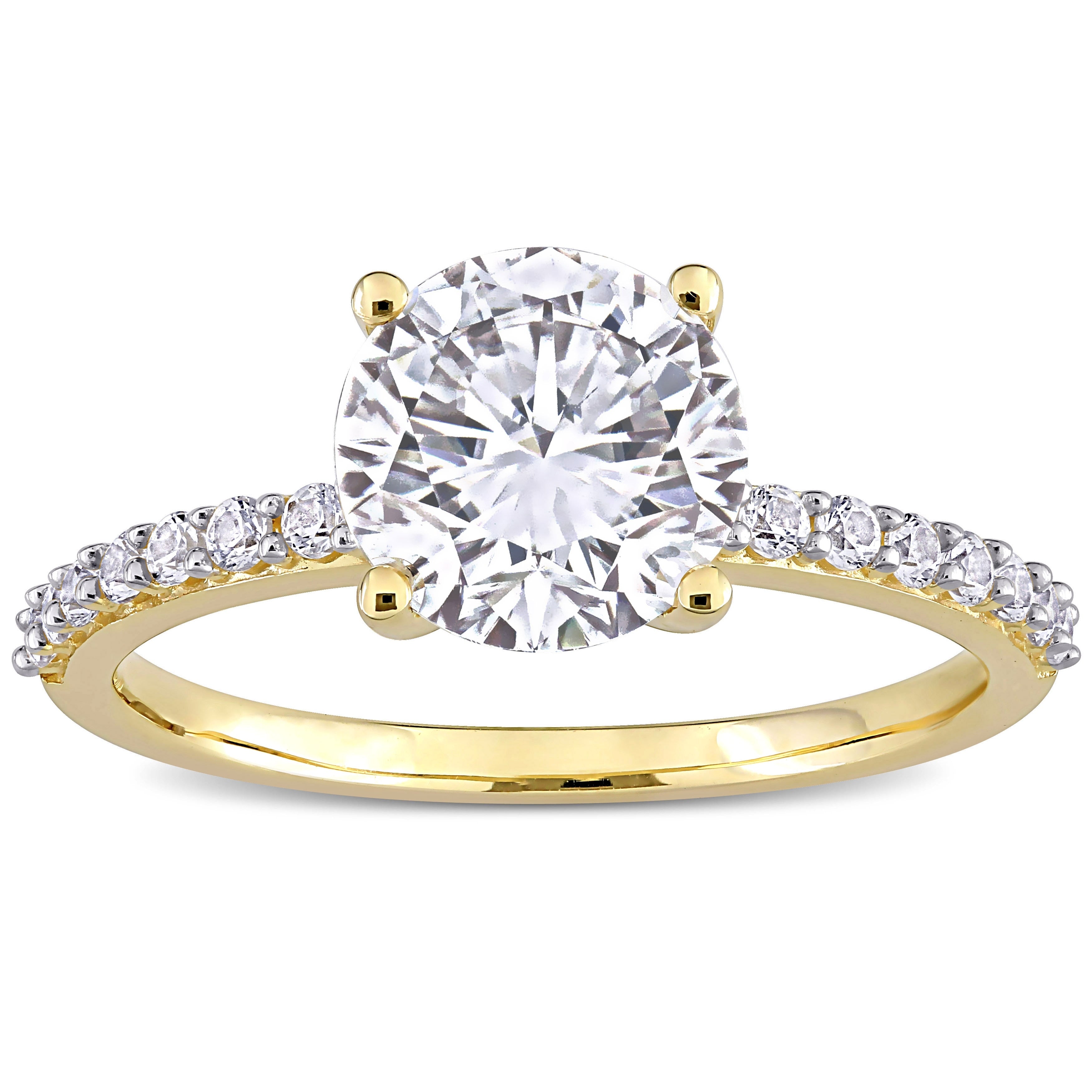 Miadora 10K Yellow Gold 2 3 4Ct Tgw Created White Sapphire Solitaire Engagement Ring