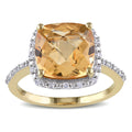 Miadora 10K Yellow Gold Citrine And 1 10Ct Tdw Diamond Halo Ring H I I2 I3