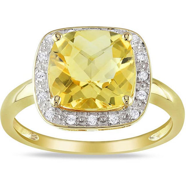 Miadora 10K Yellow Gold Citrine And 1 10Ct Tdw Diamond Ring G H I2 3