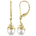 Miadora 10K Yellow Gold Cultured Freshwater Pearl Earrings 6.5 7 Mm