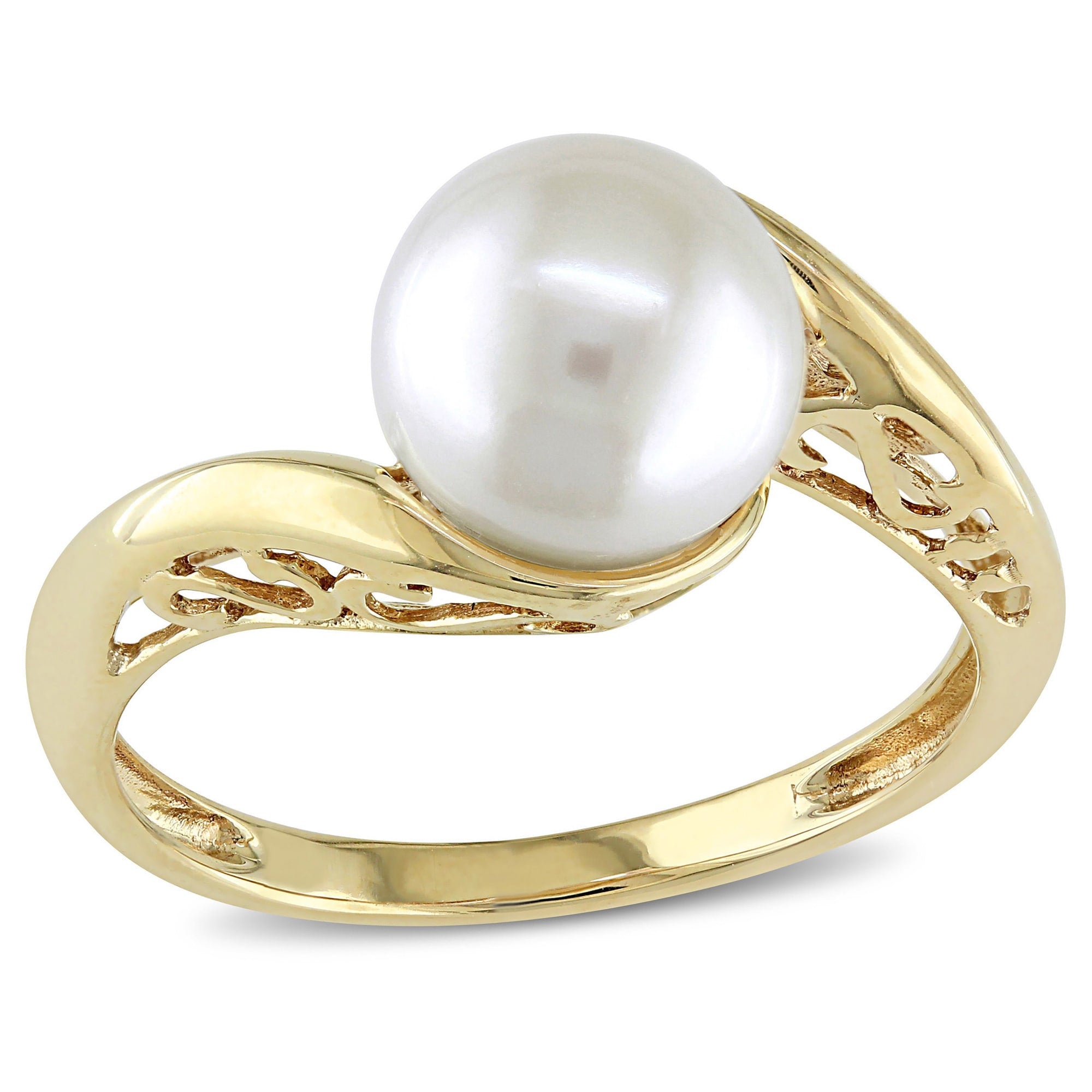 Miadora 10K Yellow Gold Cultured Freshwater Pearl Ring 8 8.5 Mm