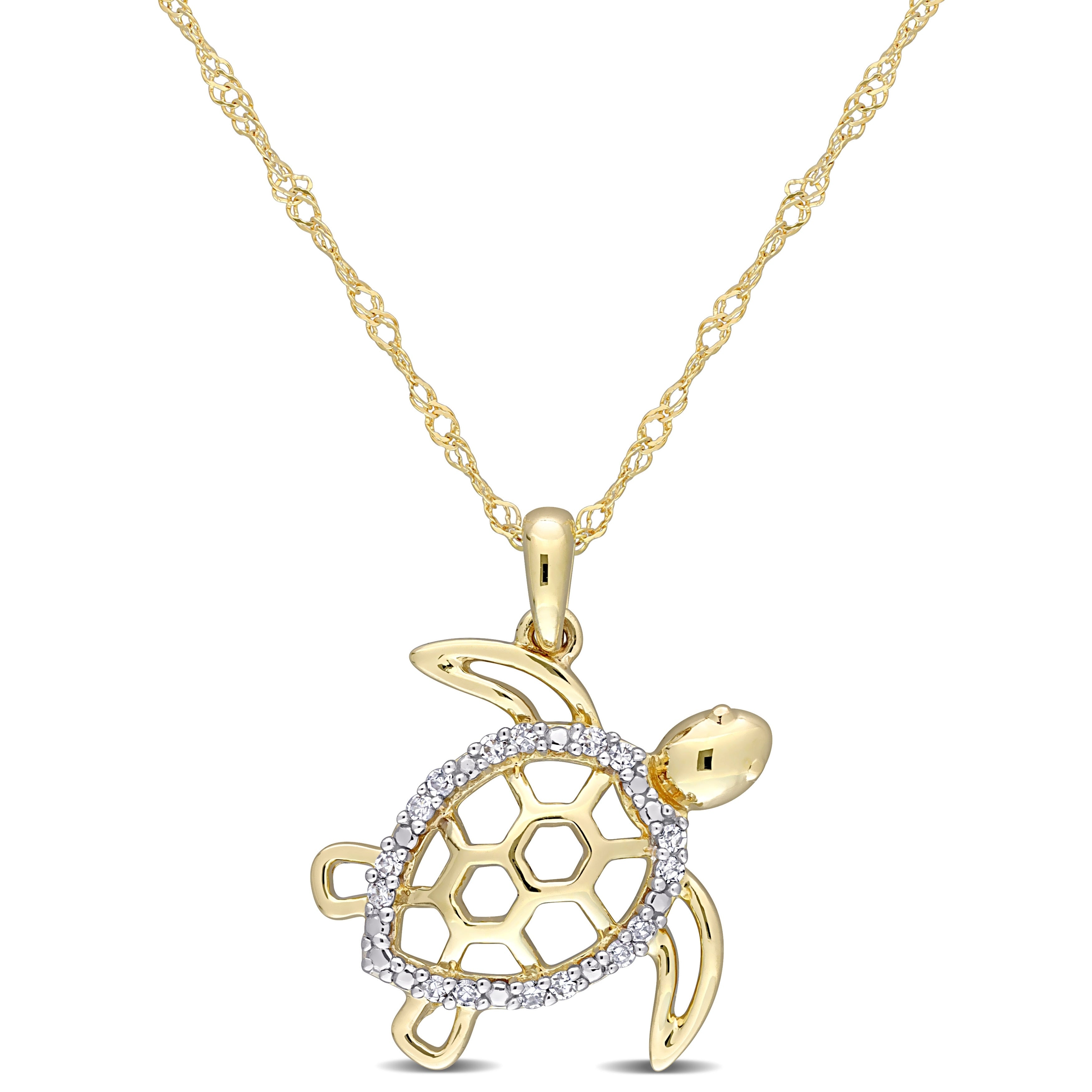 Miadora 10K Yellow Gold Diamond Accent Sea Turtle Necklace