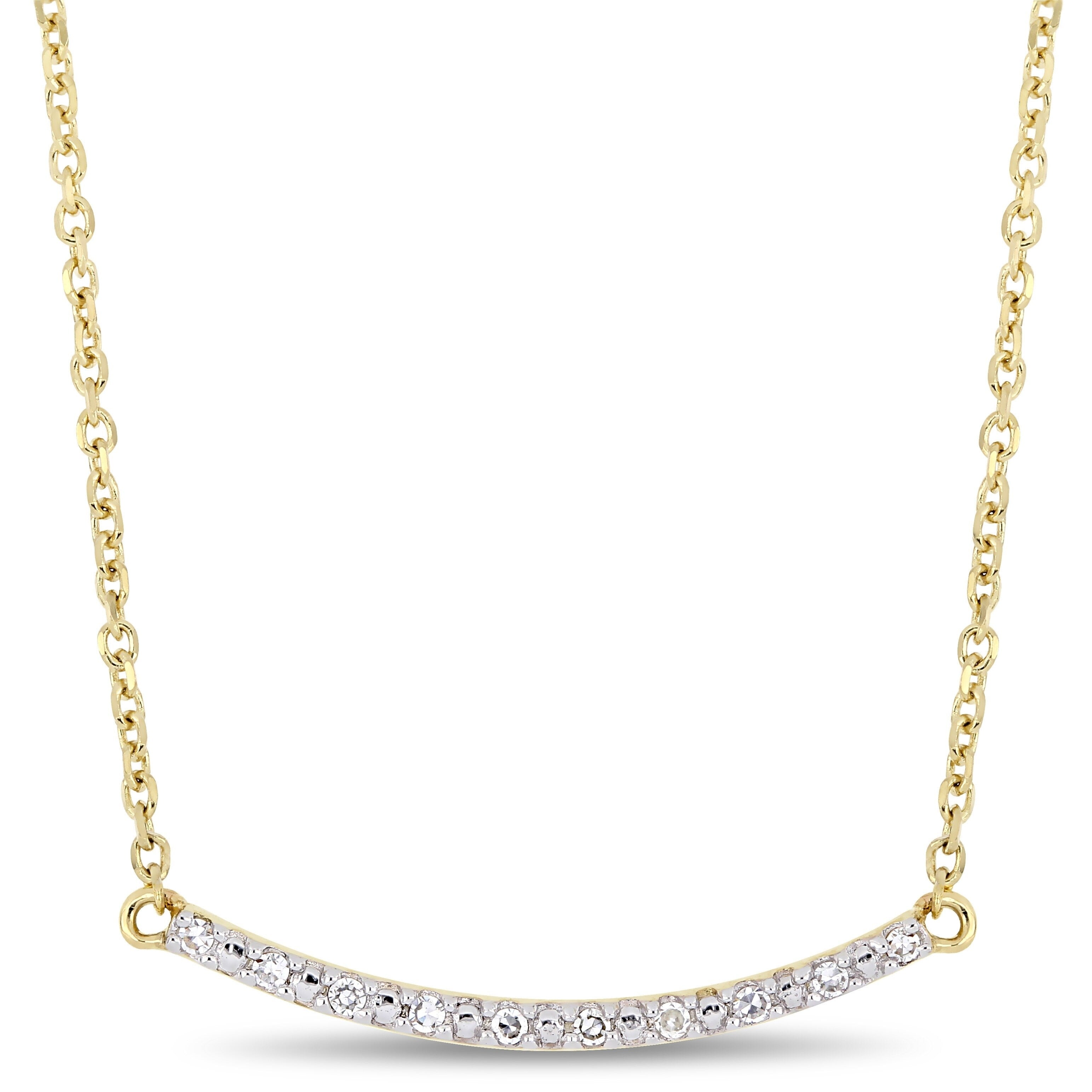 Miadora 10K Yellow Gold Diamond Accent Stationed Bar Necklace