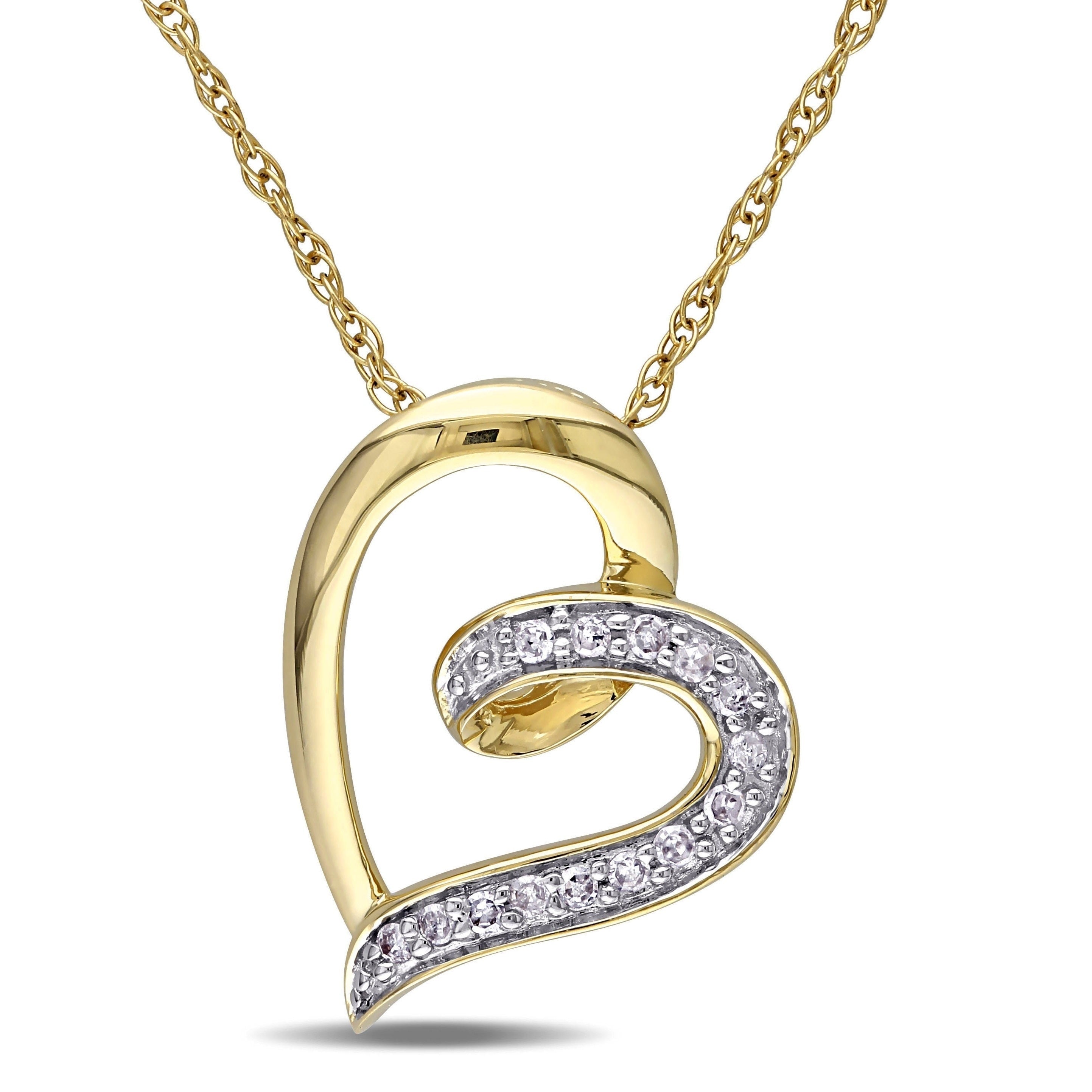 Haylee Jewels 10K Yellow Gold Diamond Heart Necklace