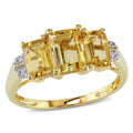 Miadora 10K Yellow Gold Emerald Cut Citrine Diamond Ring