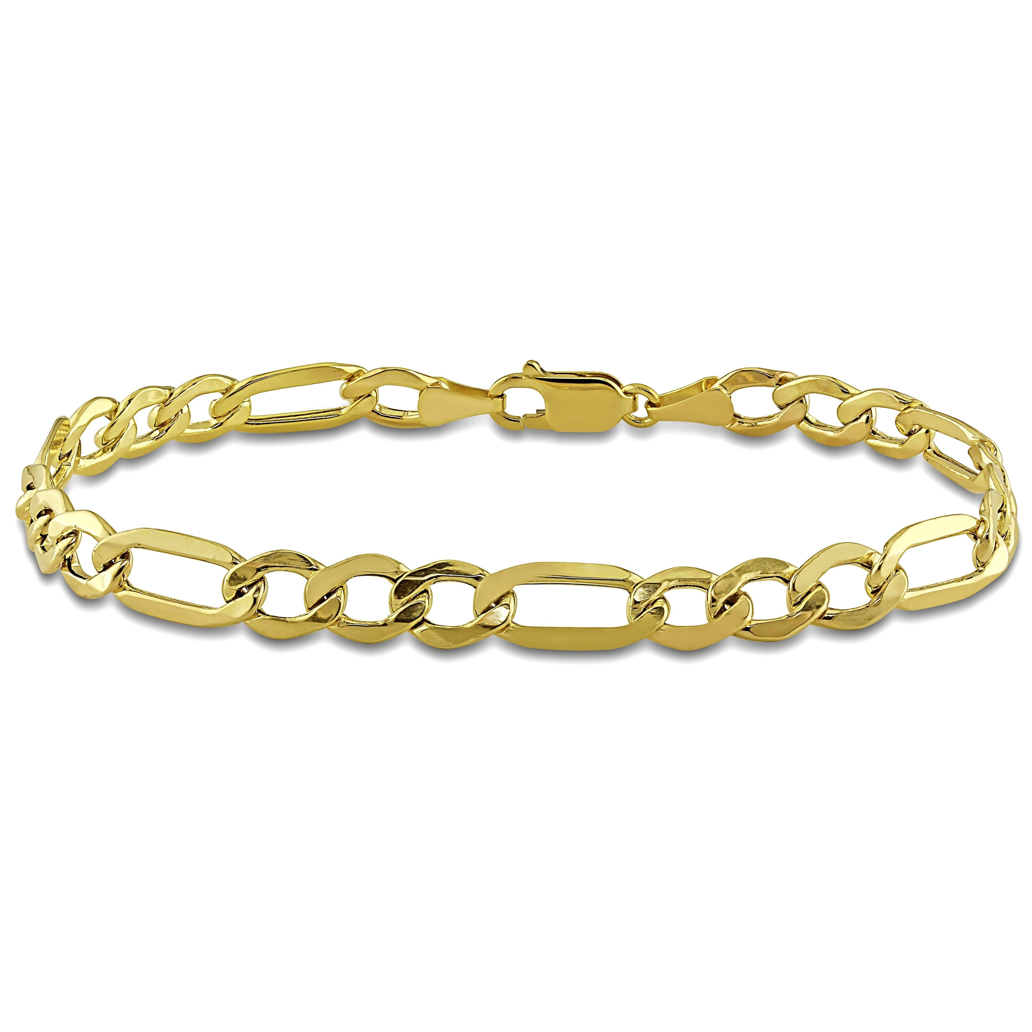 Miadora 10K Yellow Gold Mens Figaro Link Bracelet