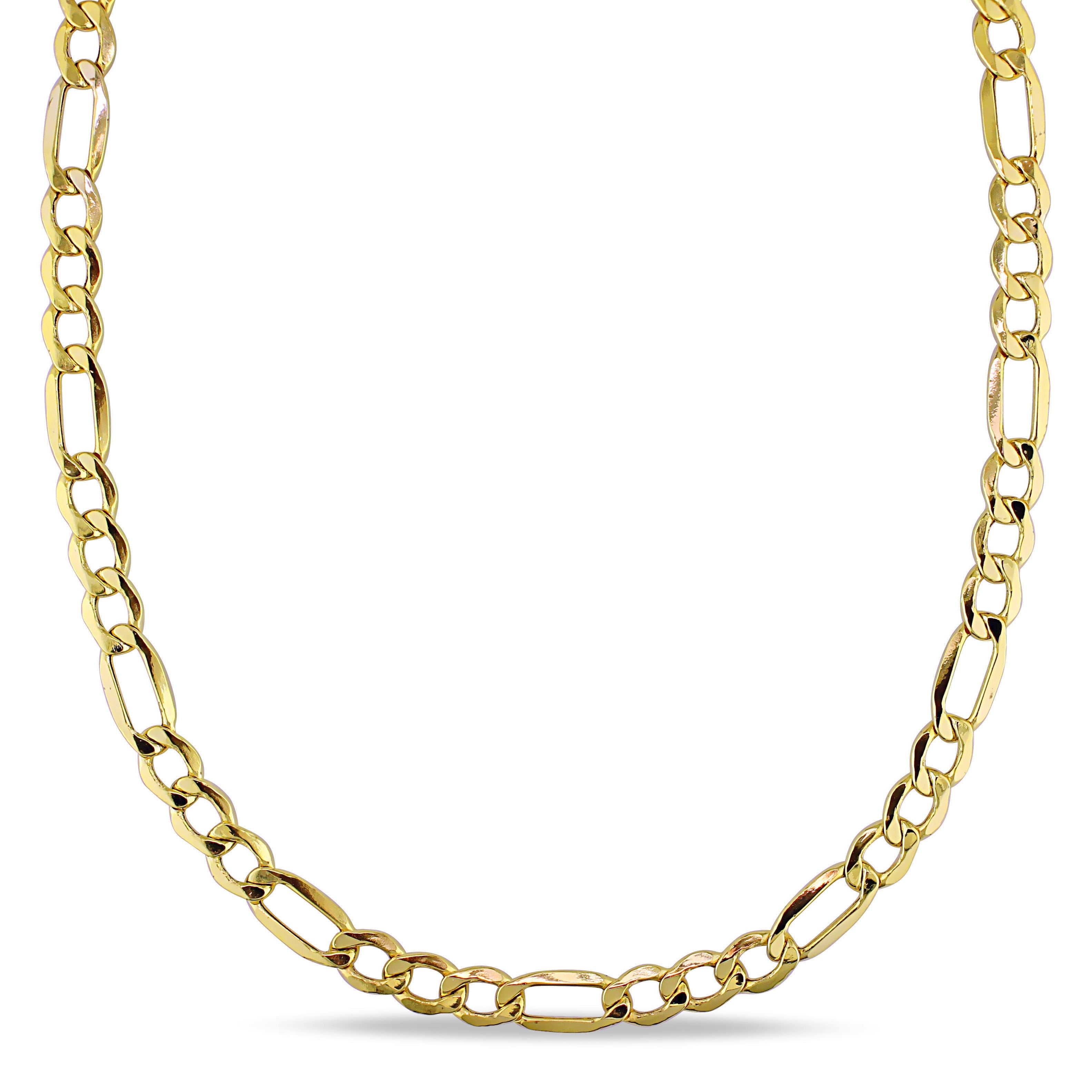 Miadora 10K Yellow Gold Mens 20 Inch Figaro Link Necklace