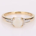 Miadora 10K Yellow Gold Opal And Diamond Accent Halo Engagement Ring