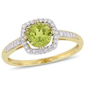 Miadora 10K Yellow Gold Peridot And 1 7Ct Tdw Diamond Floating Square Halo Ring