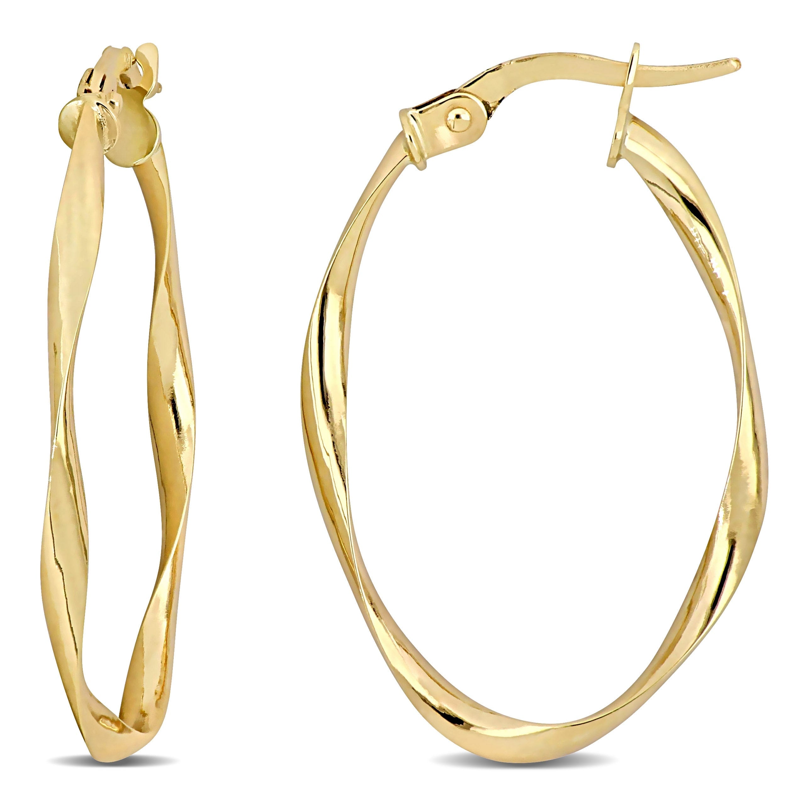 Miadora 10K Yellow Gold Twisted Hoop Earrings