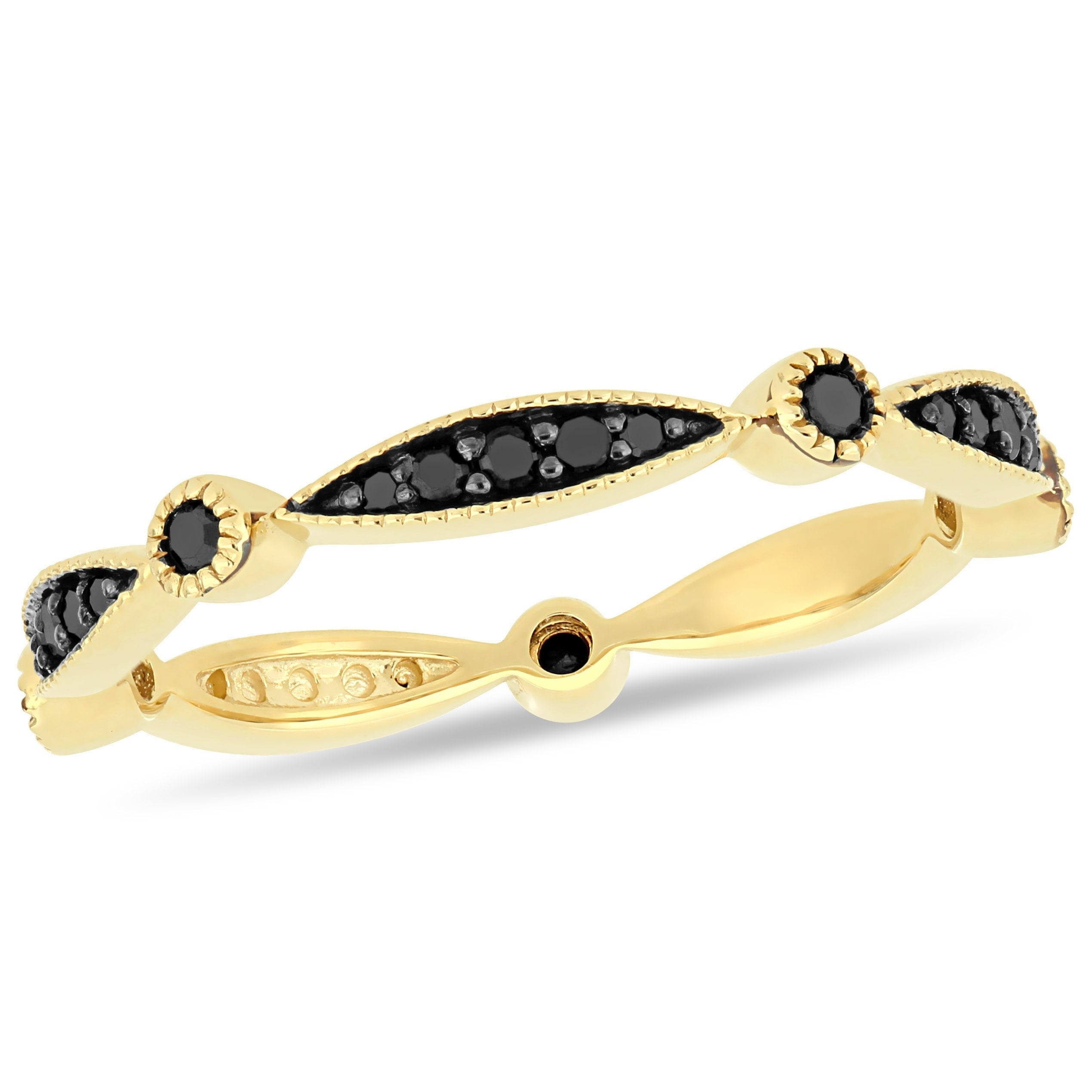 Miadora 10K Yellow Gold With Black Rhodium 1 4Ct Tdw Black Diamond Eternity Band