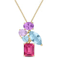 Miadora 14 1 8Ct Tgw Multi Gem Cluster Pendant With Chain Yellow Silver