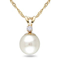Miadora 14K Cultured Freshwater Pearl Diamond Pendant 7 7.5 Mm