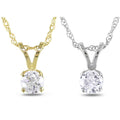 Miadora 14K Gold 1 10Ct 1Ct Tdw Diamond Solitaire Necklace G H I1 I2