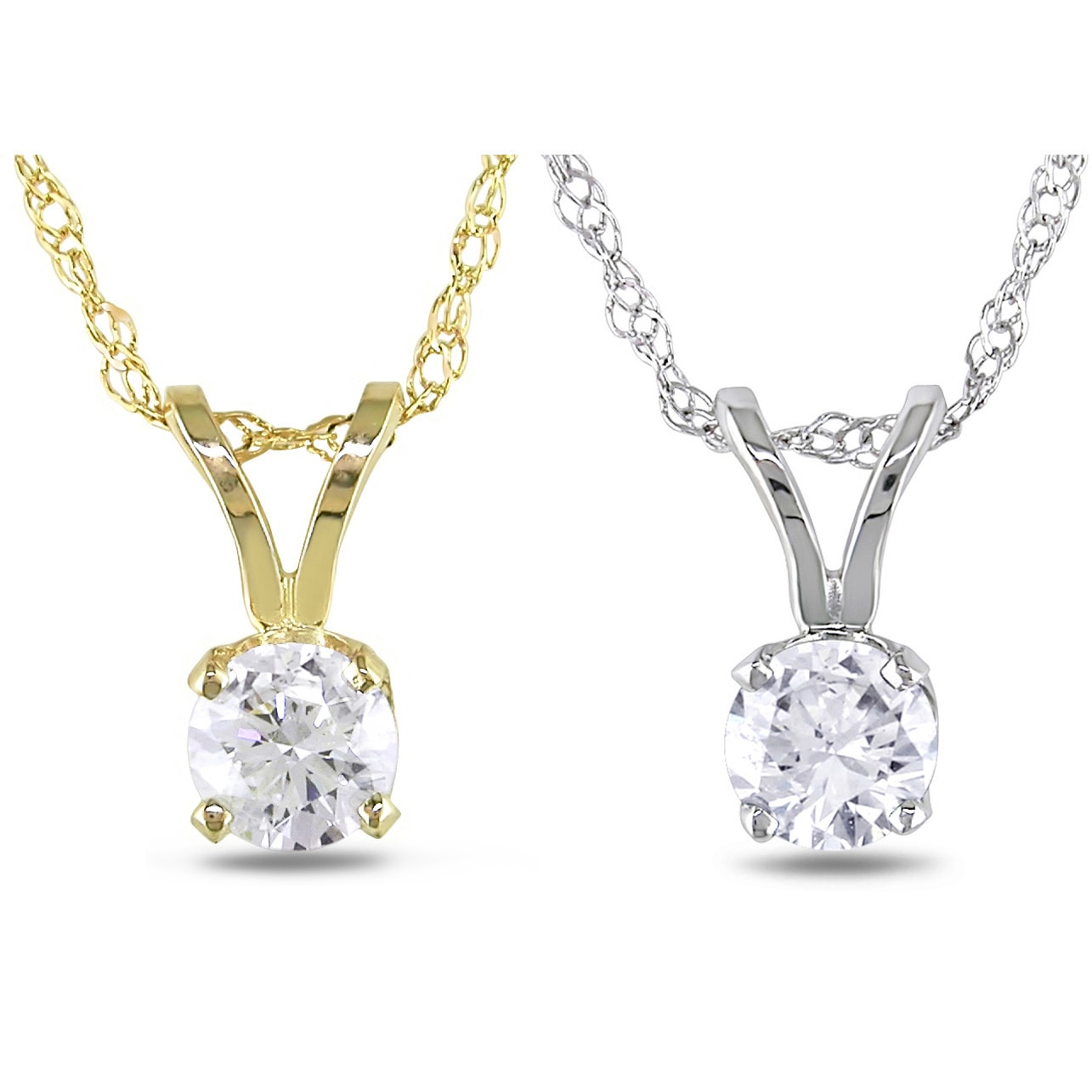 Miadora 14K Gold 1 10Ct 1Ct Tdw Diamond Solitaire Necklace G H I1 I2