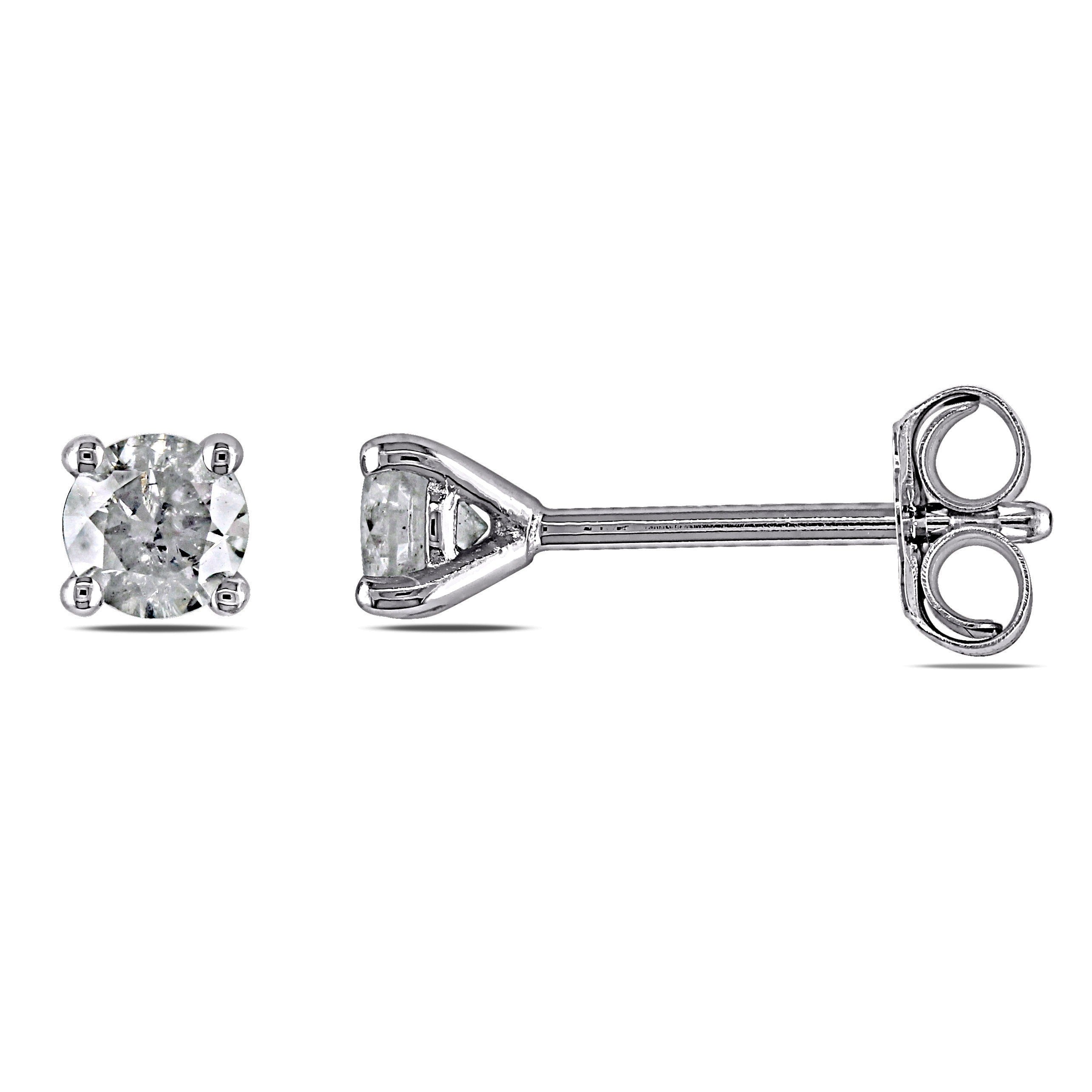 Miadora 14K Gold 1 3Ct Tdw Diamond Round Solitaire Classic Stud Earrings
