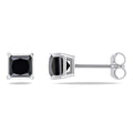 Miadora 14K Gold 1Ct Tdw Princess Black Diamond Stud Earrings