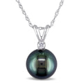 Miadora 14K Gold Cultured Tahitian Pearl And Diamond Accent Necklace 8 9 Mm