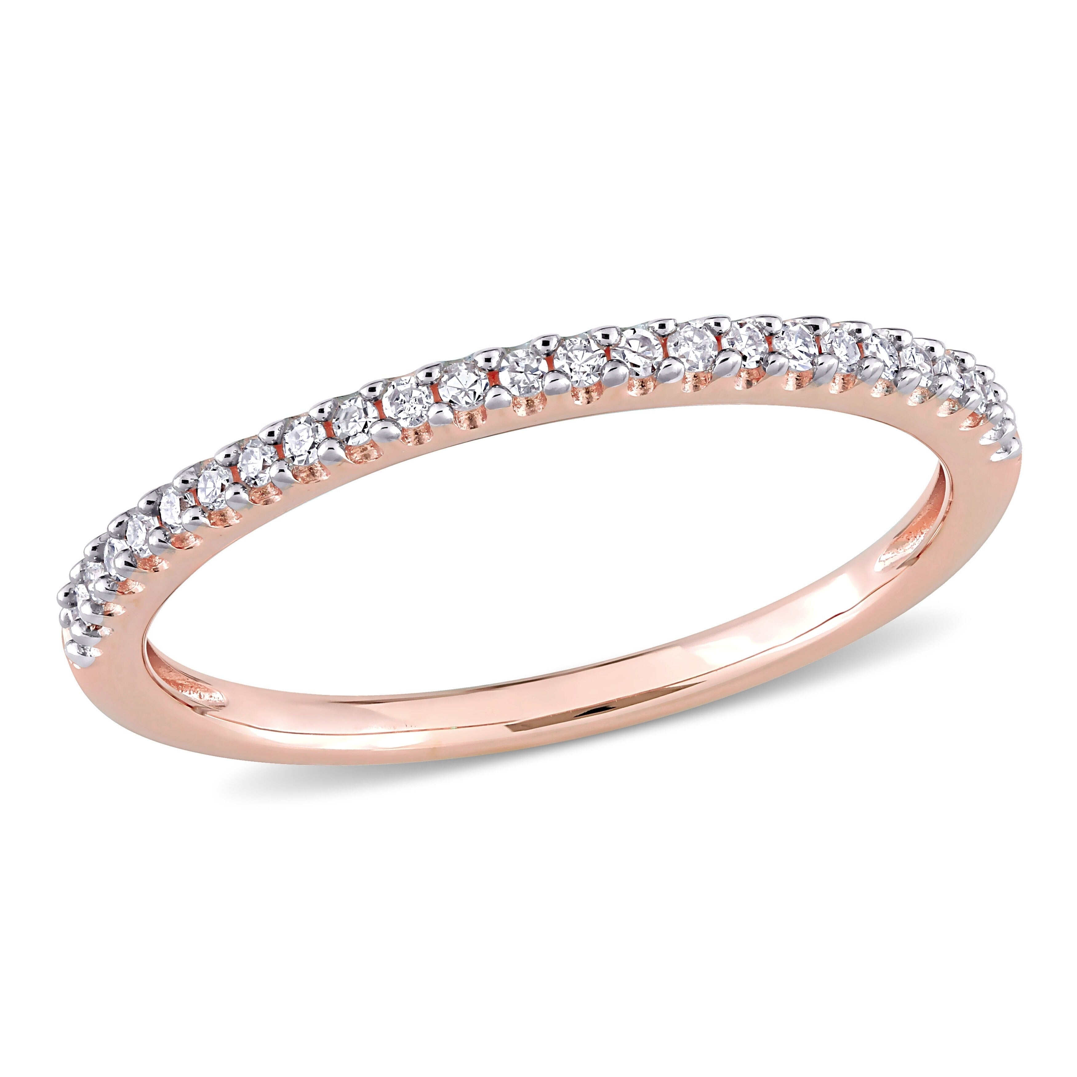Miadora 14K Rose Gold 1 8Ct Tdw Diamond Stackable Semi Eternity Wedding Band