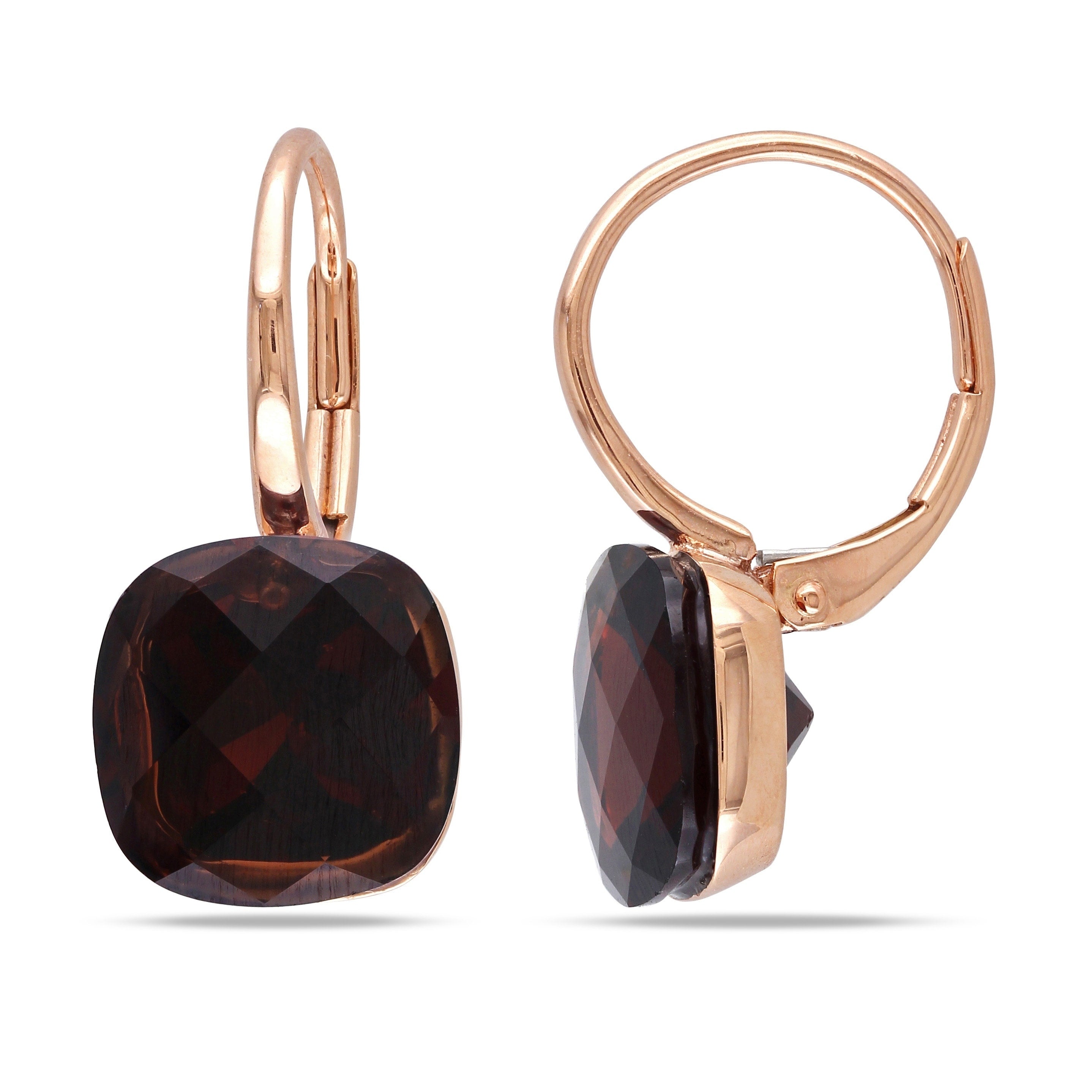 Miadora 14K Rose Gold 9 1 2Ct Tgw Garnet Solitaire Leverback Earrings
