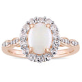 Miadora 14K Rose Gold Opal White Topaz And Diamond Accent Halo Engagement Ring