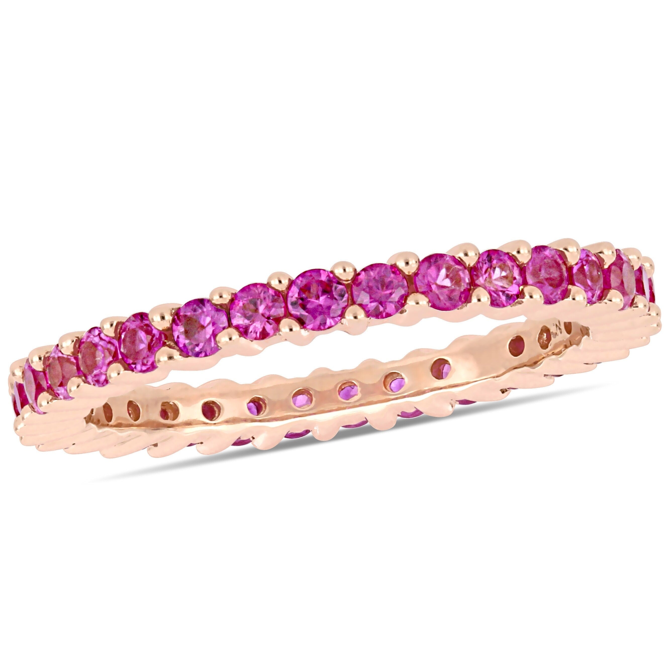 Miadora 14K Rose Gold Pink Sapphire Stackable Full Eternity Band