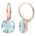 Miadora 14K Rose Gold Sky Blue Topaz Solitaire Leverback Drop Earrings