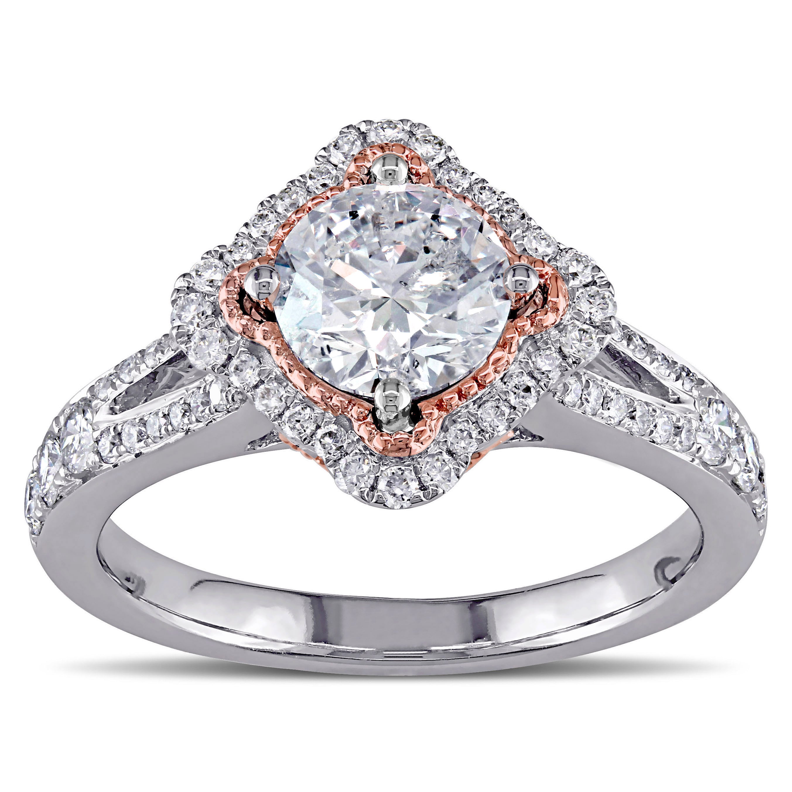 Miadora 14K Two Tone Gold 1 1 2Ct Tdw Diamond Engagement Ring White