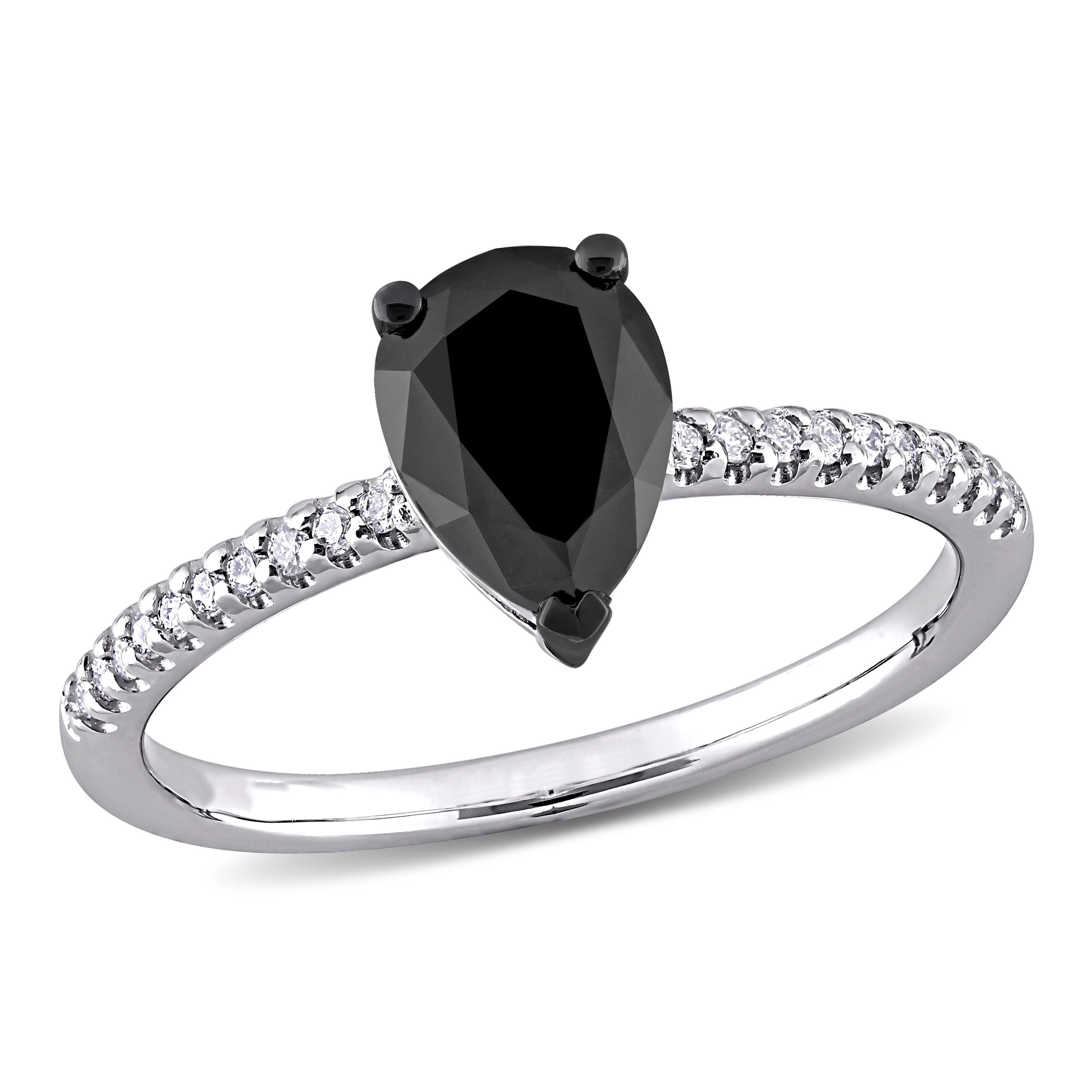 Miadora 14K White Gold 1 1 10Ct Tdw Diamond Teardrop Solitaire Engagement Ring