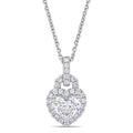 Miadora 14K White Gold 1 1 4Ct Tdw Diamond Heart Halo Dangle Necklace