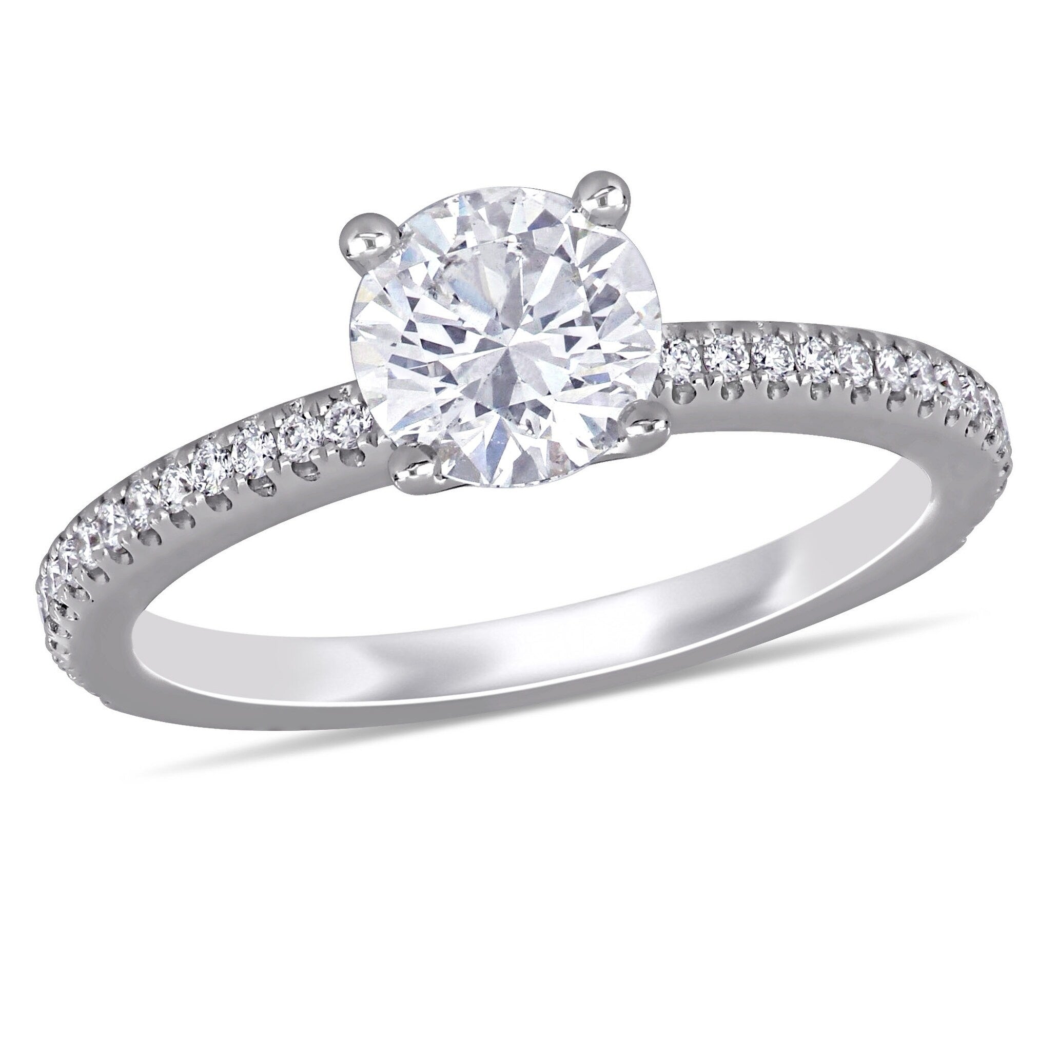 Miadora 14K White Gold 1 1 6Ct Tdw Certified Diamond Solitaire Engagement Ring Gia