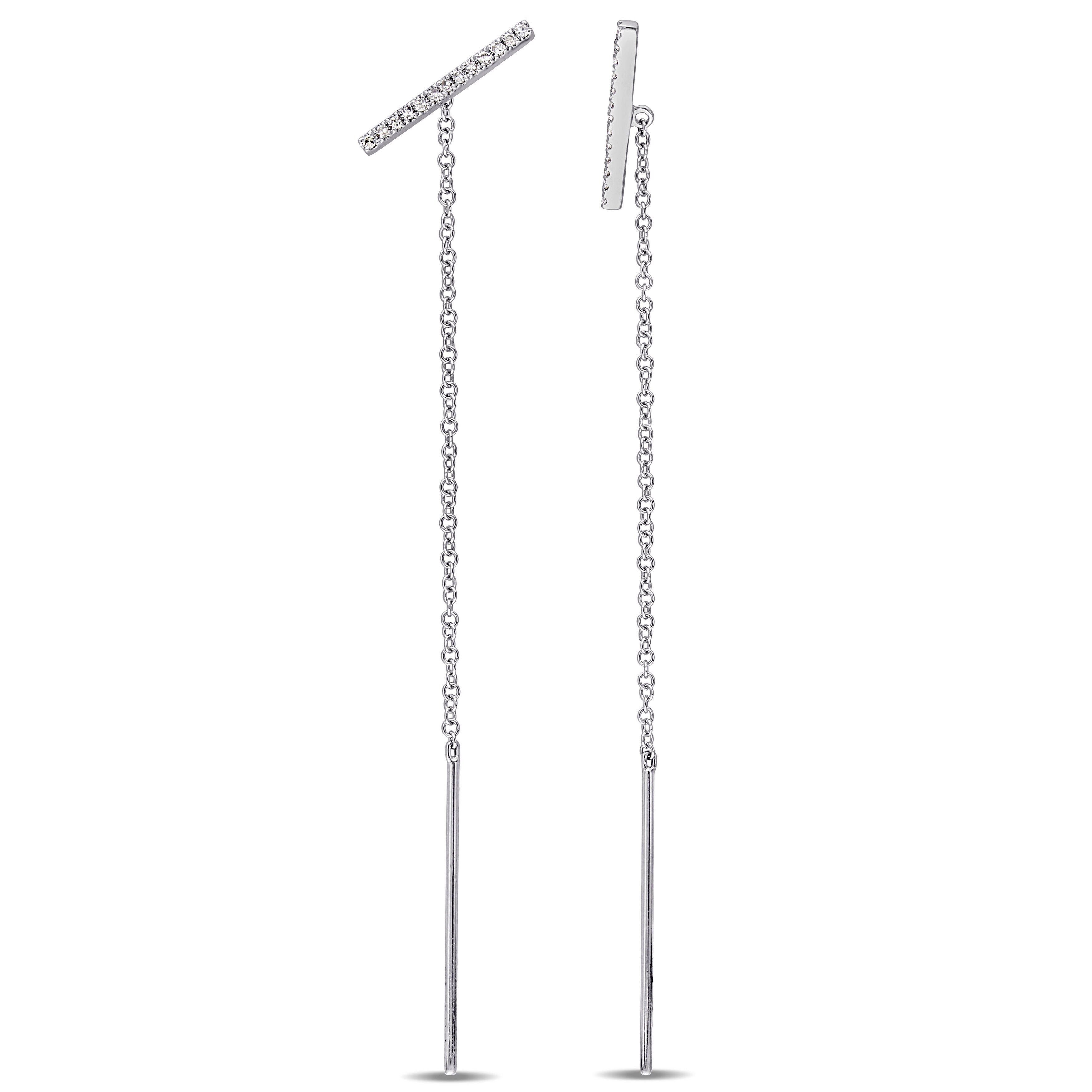 Miadora 14K White Gold 1 10Ct Tdw Diamond Threader Earrings