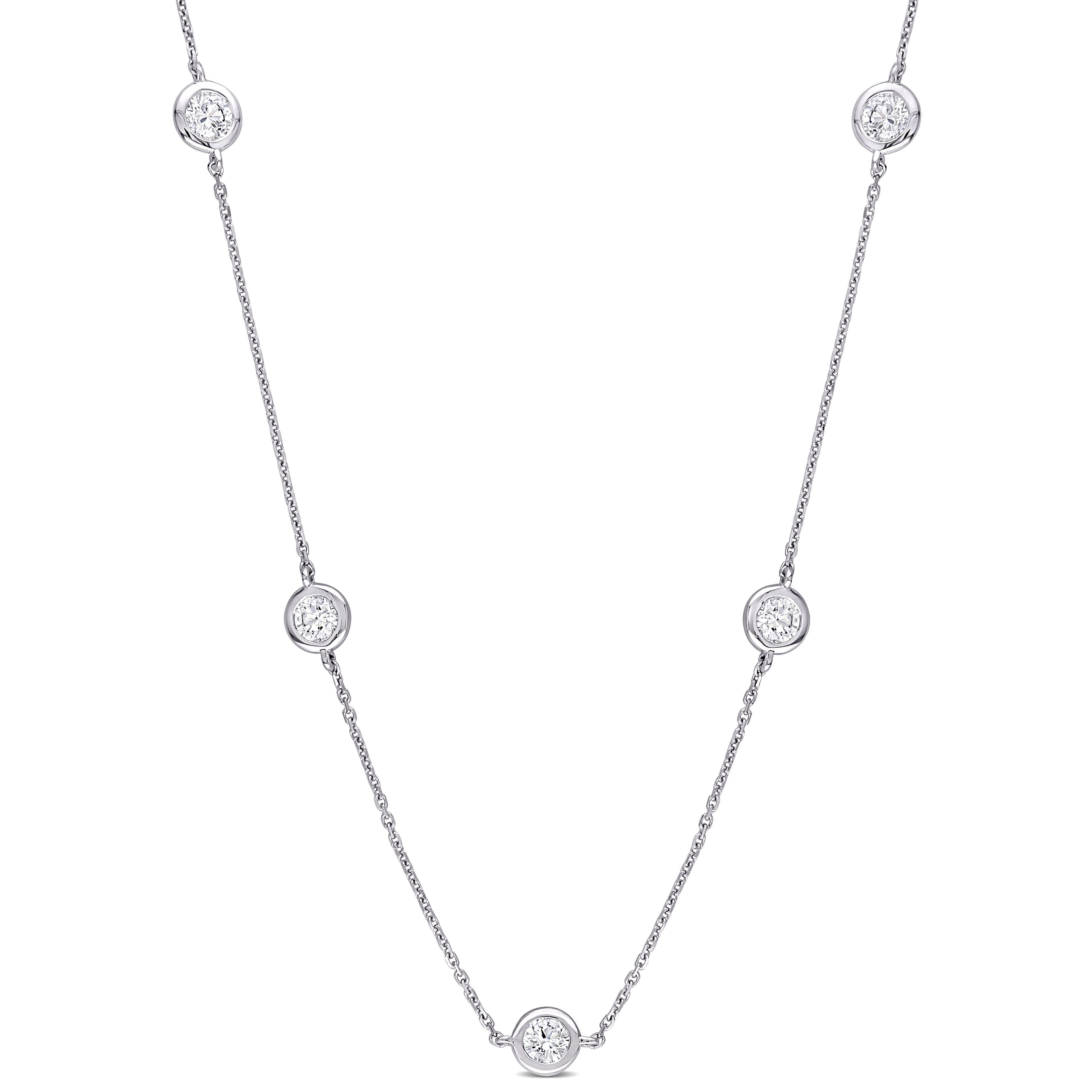 Miadora 14K White Gold 1 2 5Ct Tdw Diamond By The Yard Stationed Necklace