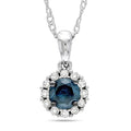 Miadora 14K White Gold 1 2Ct Tdw Blue And White Diamond Halo Necklace