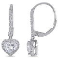 Miadora 14K White Gold 1 3 4Ct Tdw Certified Diamond Heart Halo Dangle Leverback Earrings Gia