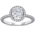 Miadora 14K White Gold 1 3 8Ct Tdw Diamond Halo Engagement Ring