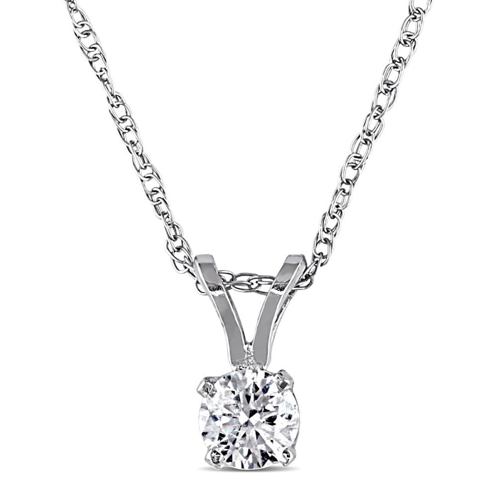 Miadora 14K White Or Yellow Gold 1 4Ct Tdw Diamond Solitaire Drop Necklace