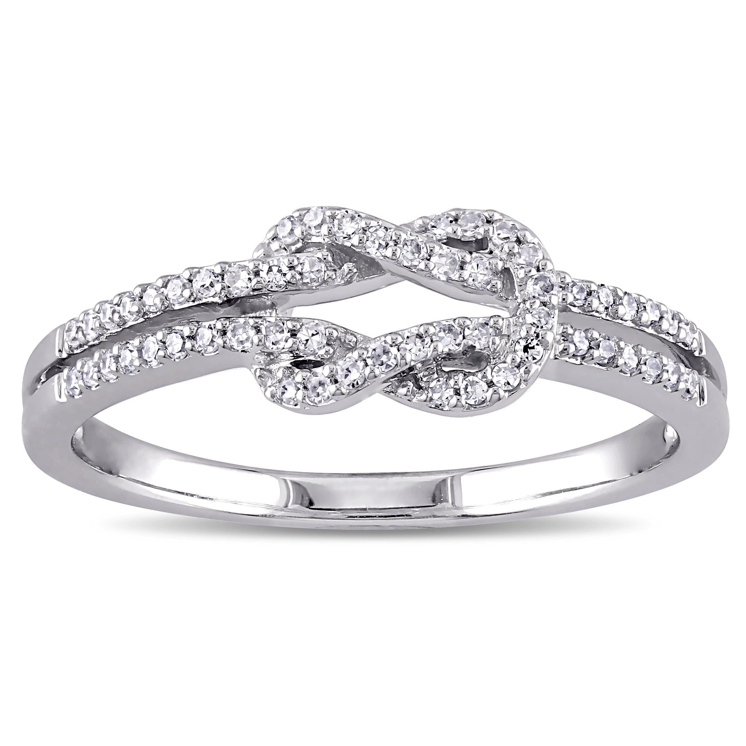 Miadora 14K White Gold 1 6Ct Tdw Diamond Double Row Infinity Ring