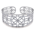 Miadora 14K White Gold 2 2 5Ct Tdw Diamond Filigree Floral Cuff Bangle Bracelet