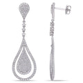Miadora 14K White Gold 2 2 5Ct Tdw Diamond Teardrop Cluster Dangle Earrings