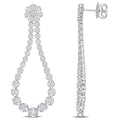 Miadora 14K White Gold 2 3 4Ct Tdw Diamond Graduated Teardrop Floral Hoop Dangle Earrings