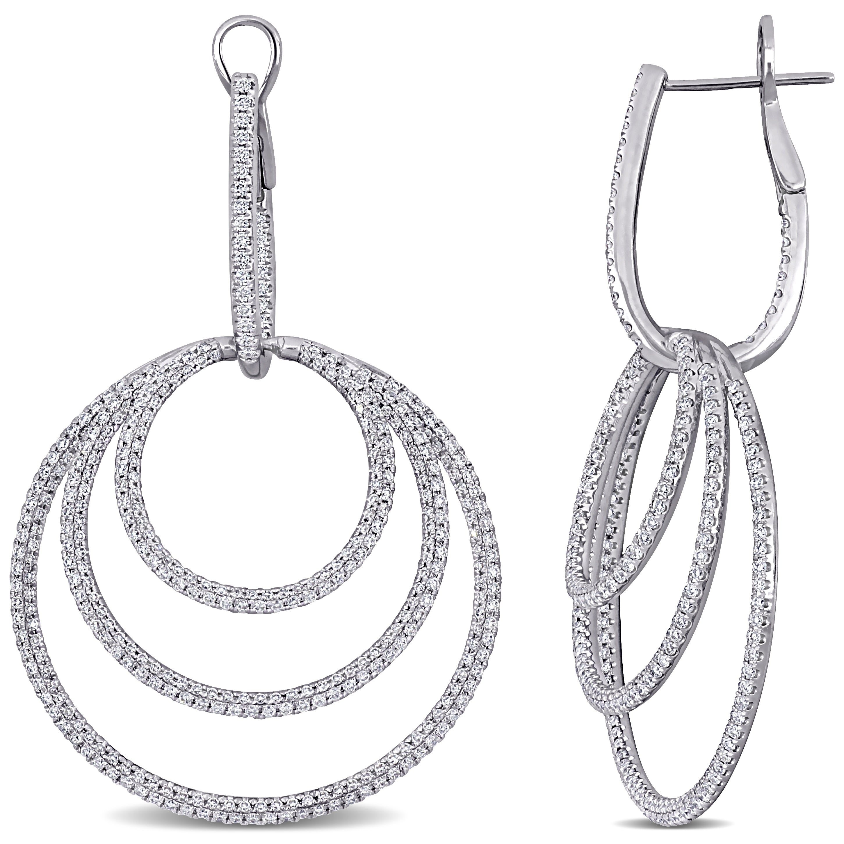Miadora 14K White Gold 2 3 5Ct Tdw Diamond Interlinked Circular Drop Earrings N A