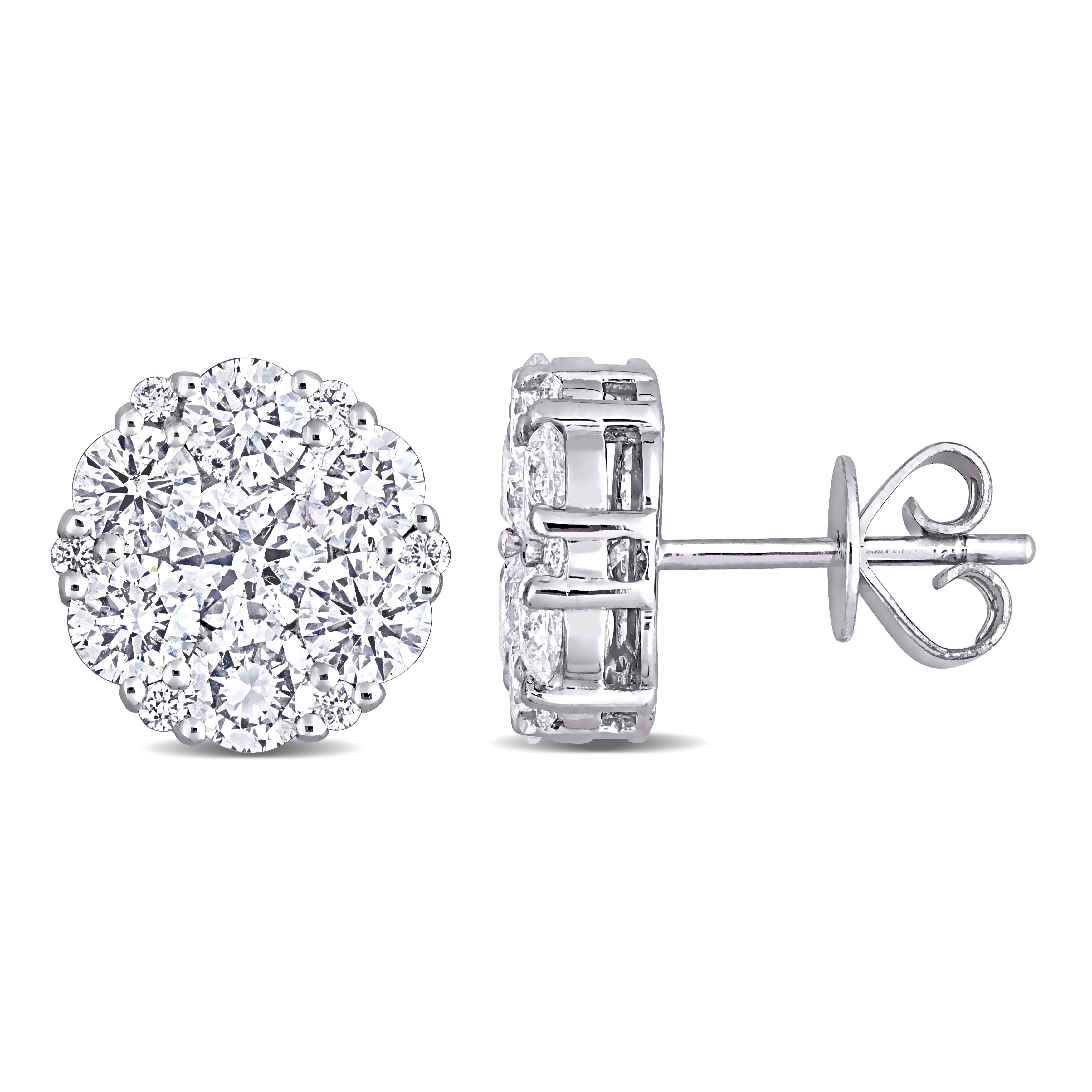 Miadora 14K White Gold 2 5 8Ct Tdw Diamond Composite Halo Stud Earrings