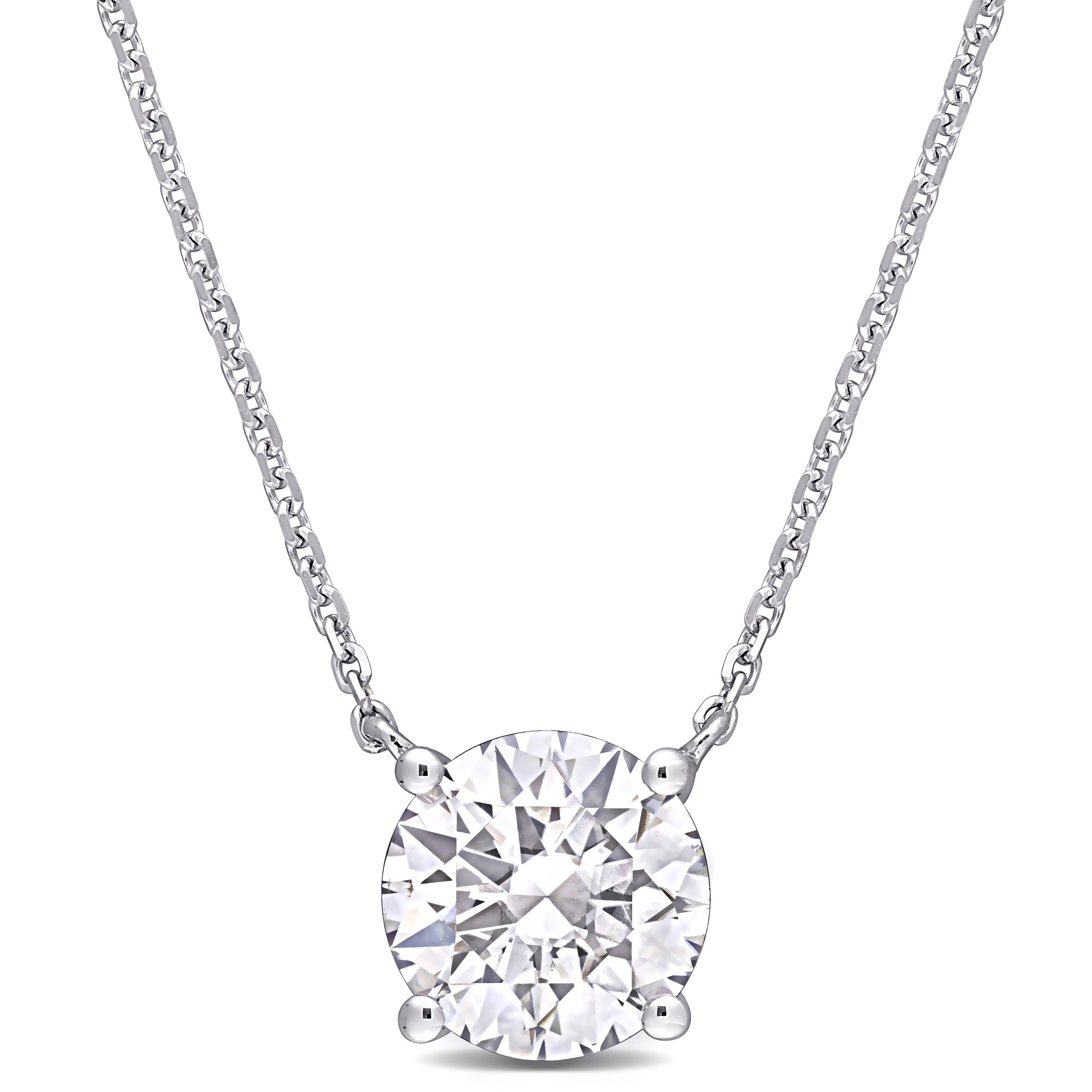 Miadora 14K White Gold 2Ct Tgw Created White Moissanite Solitaire Station Necklace