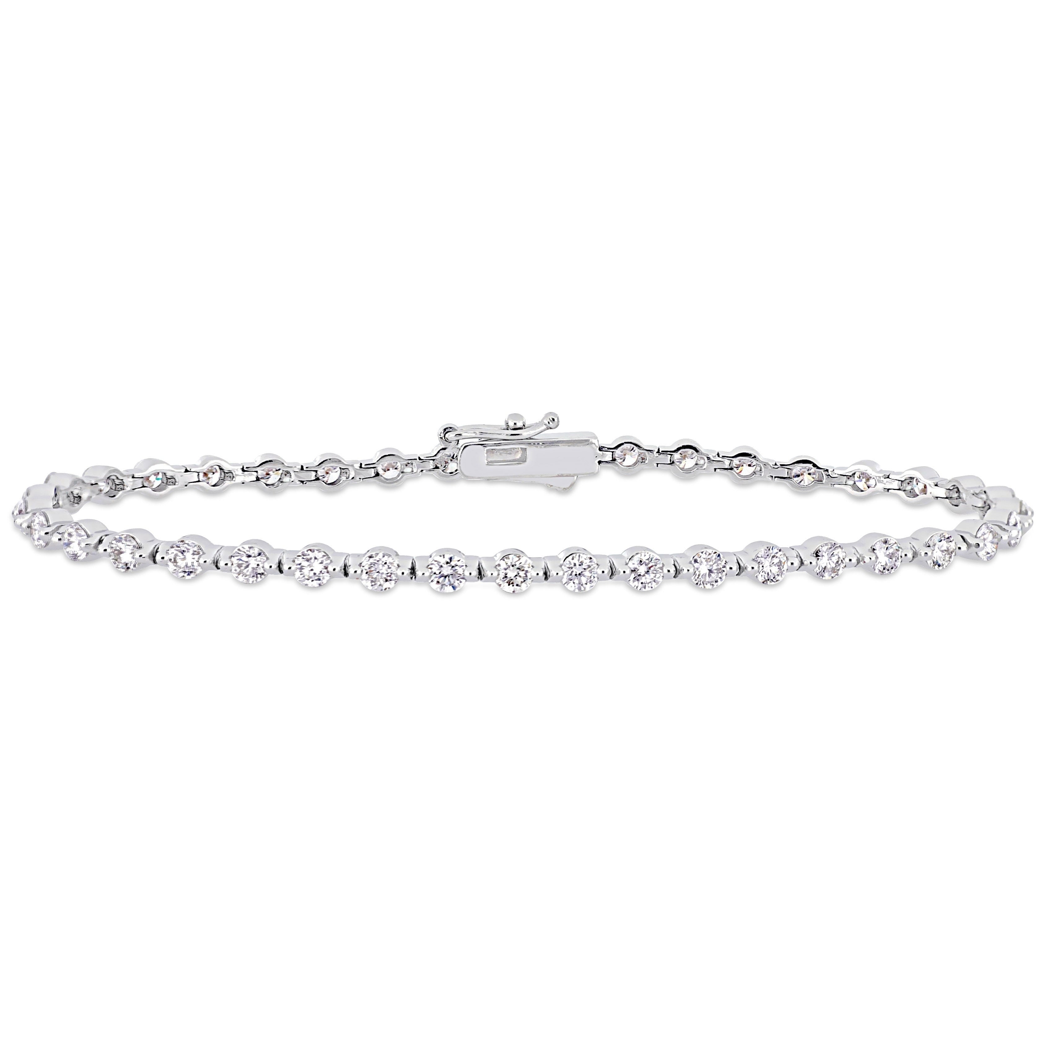 Miadora 14K White Gold 3 1 6Ct Tdw Diamond Link Tennis Bracelet