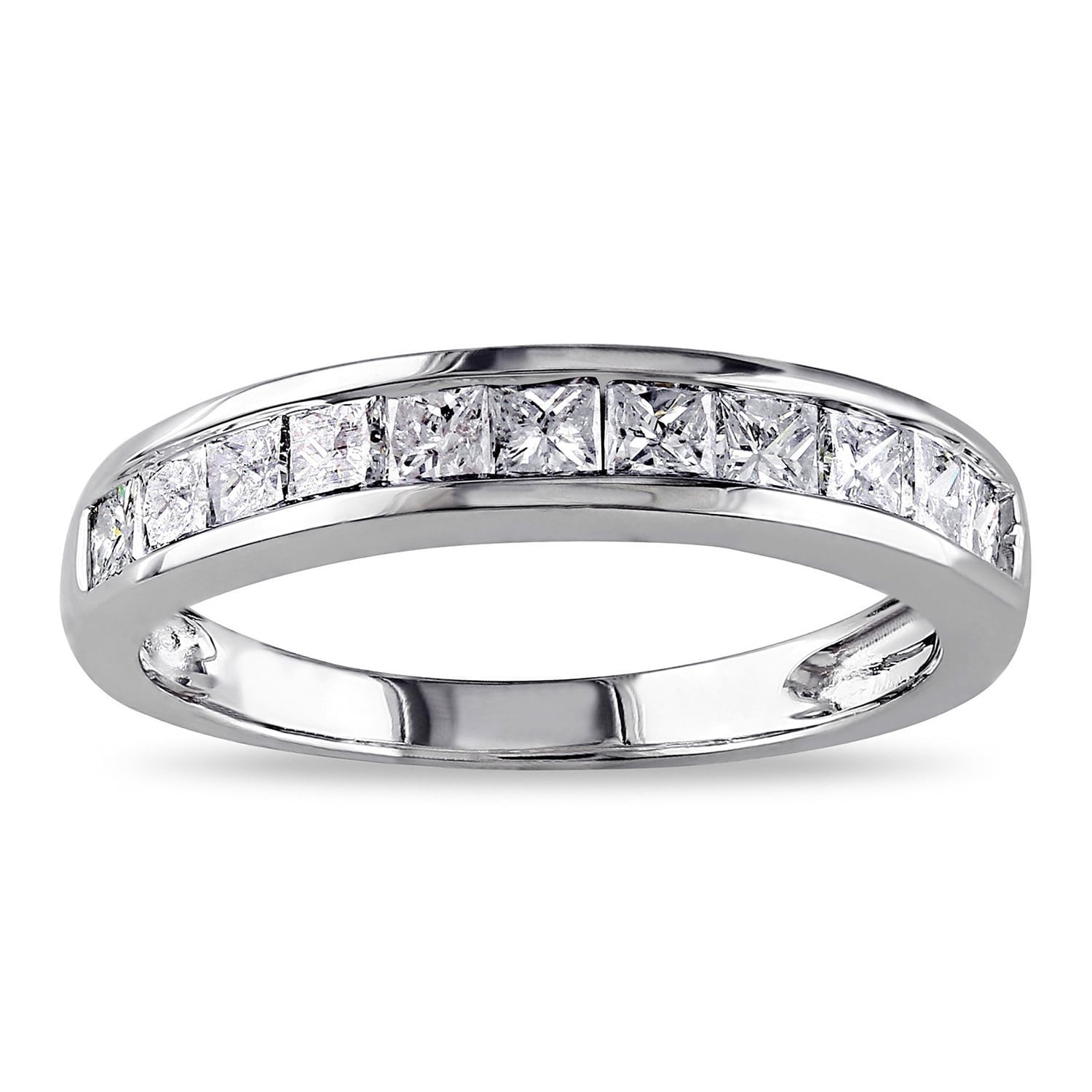 Miadora 14K White Gold 3 4Ct Tdw Channel Set Princess Cut Diamond Anniversary Band G H I2 I3
