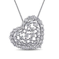 Miadora 14K White Gold 3Ct Tdw Diamond Heart Clustered Necklace