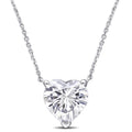 Miadora 14K White Gold 3Ct Tgw Created Moissanite Solitaire Heart Station Necklace 11.1 Mm X 17 Inch X 10 Mm