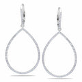 Miadora 14K White Gold 4 5Ct Tdw Diamond Teardrop Open Hoop Dangle Earrings