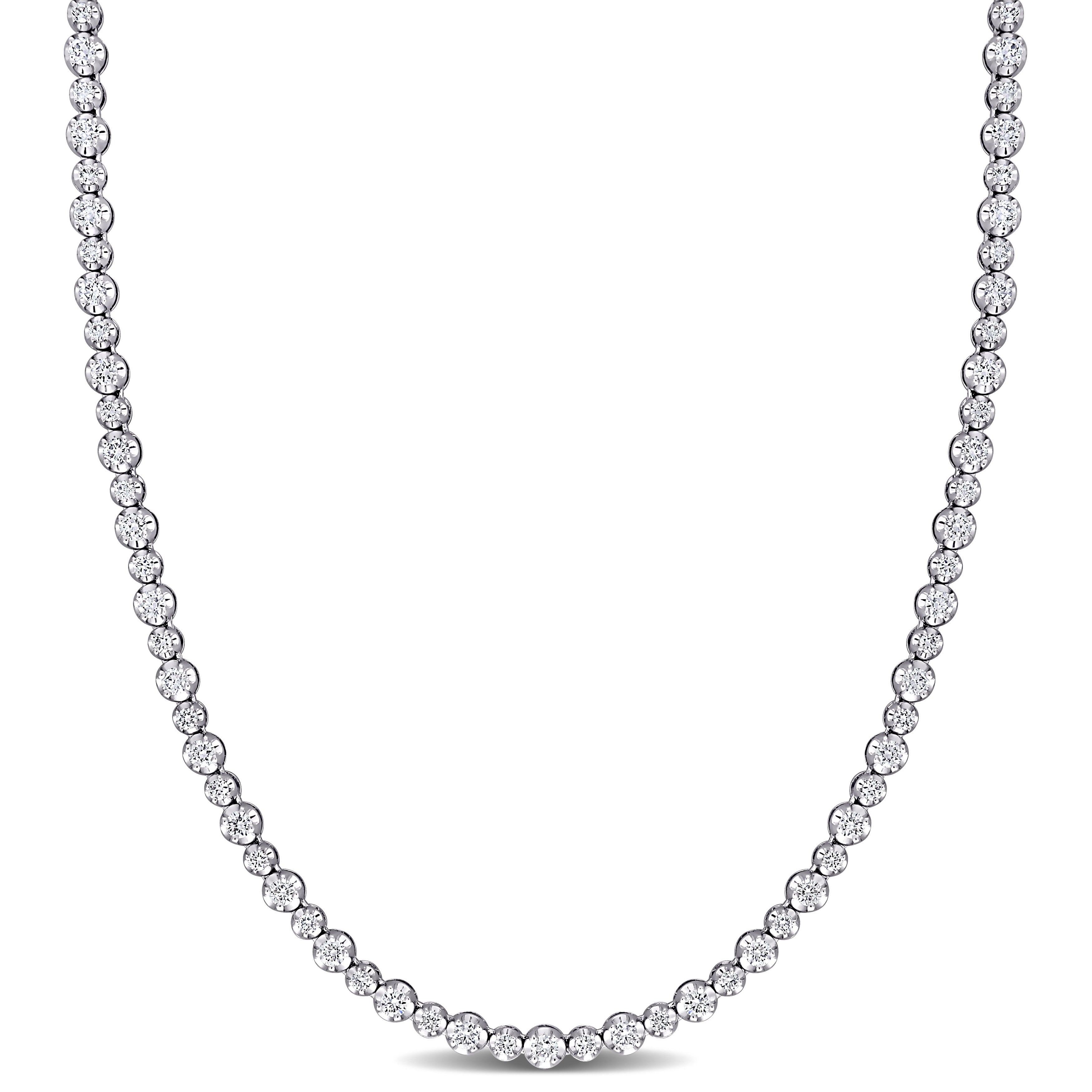 Miadora 14K White Gold 6 3 4Ct Tdw Diamond Graduated Tennis Necklace